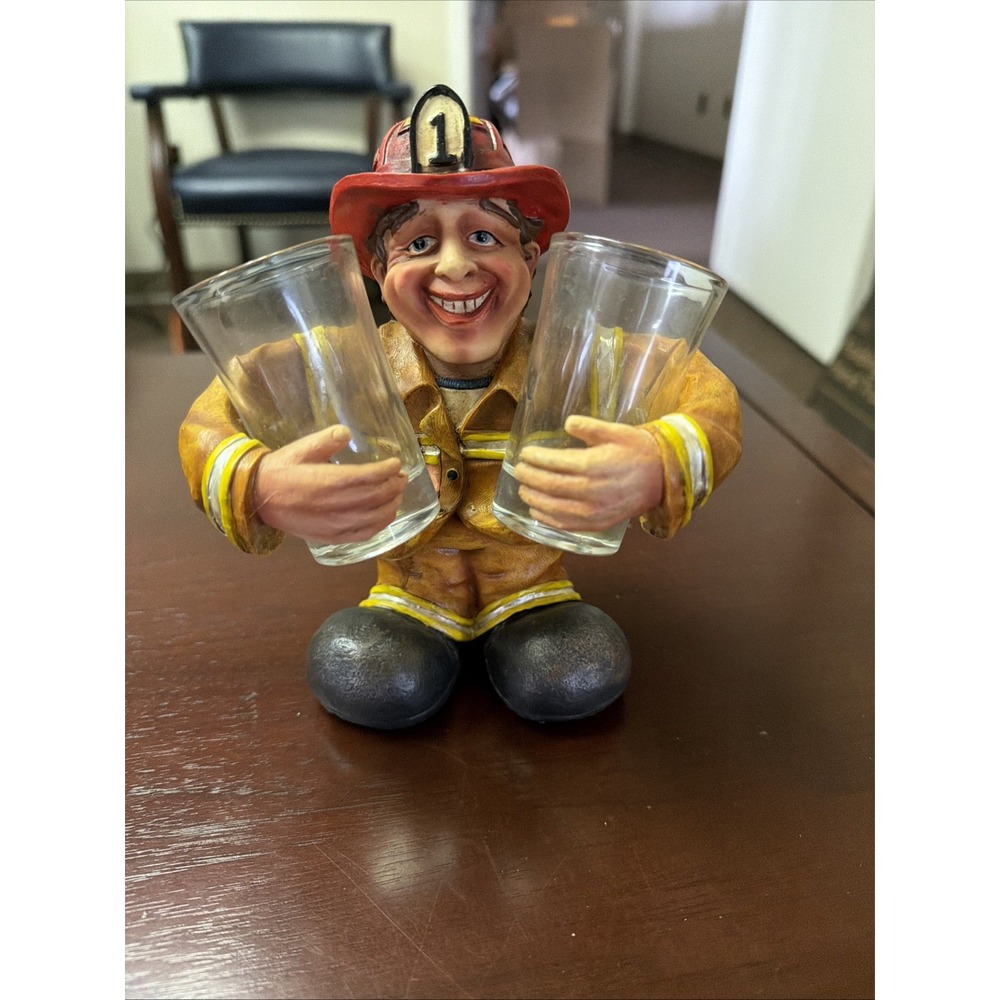 Direct Connection Firefighter Shot Glass Holder Resin Figurine Novelty Decor
